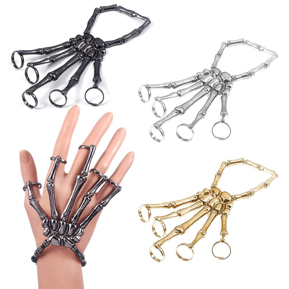 Gothic Skull Ring - Metal Wristband Party Punk Gothic Adjustable
