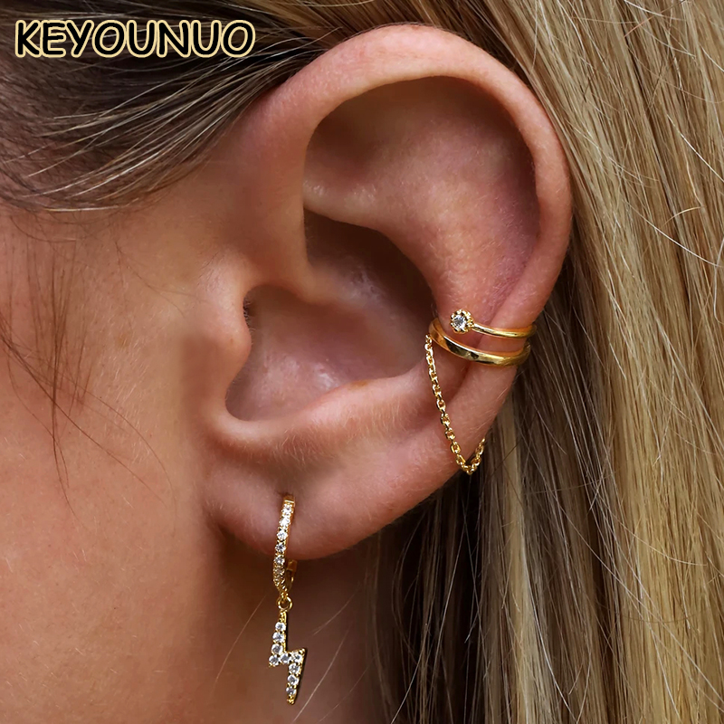 Ear Cuff No Piercing - KEYOUNUO Gold Filled Silver Color Zircon