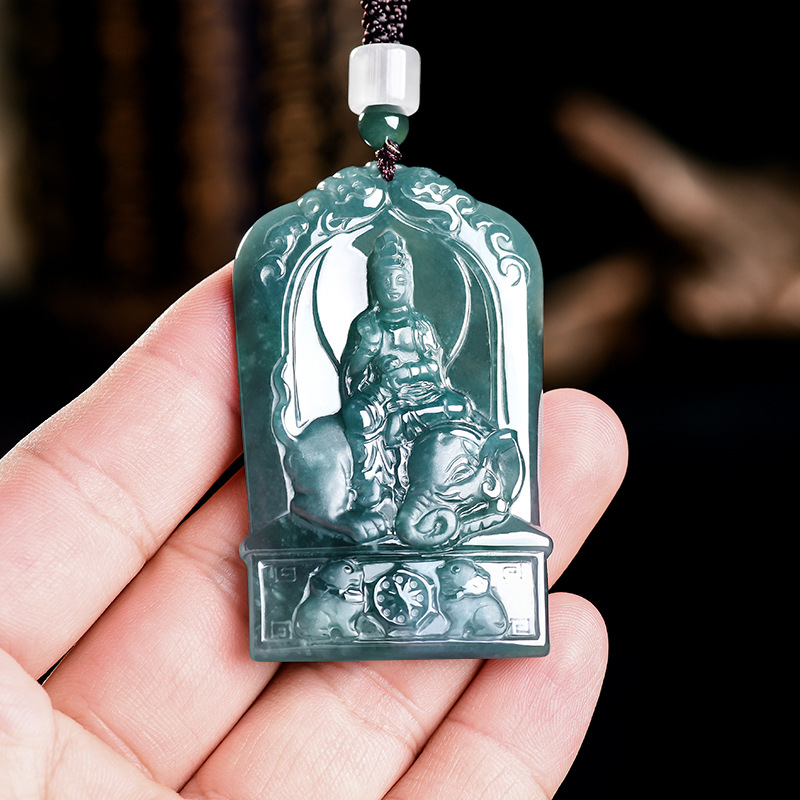 Jewelry & Watches Company - Natural Burmese Jadeite Guanyin Pendant Necklace