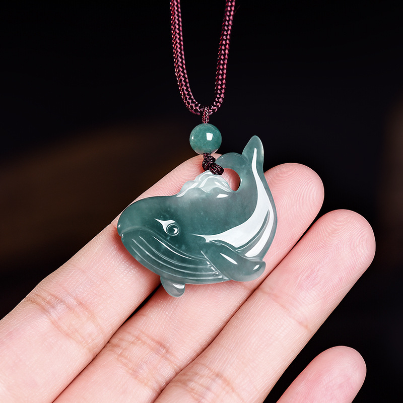Jewelry & Watches Company - Natural Burmese Jadeite Whale Pendant Necklace