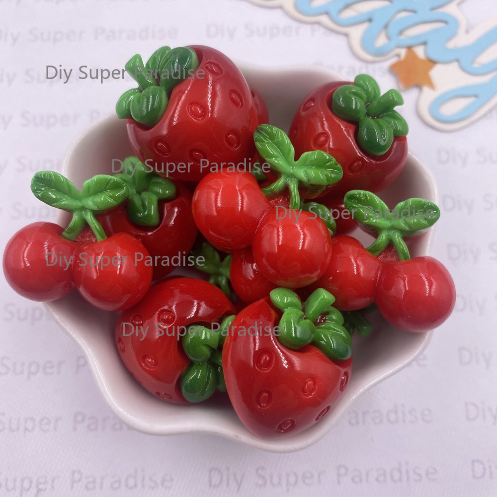 Paradise Jewelry & Watches Llc Miami Photos - 8PCS Resin Kawaii Colorful Red Strawberry