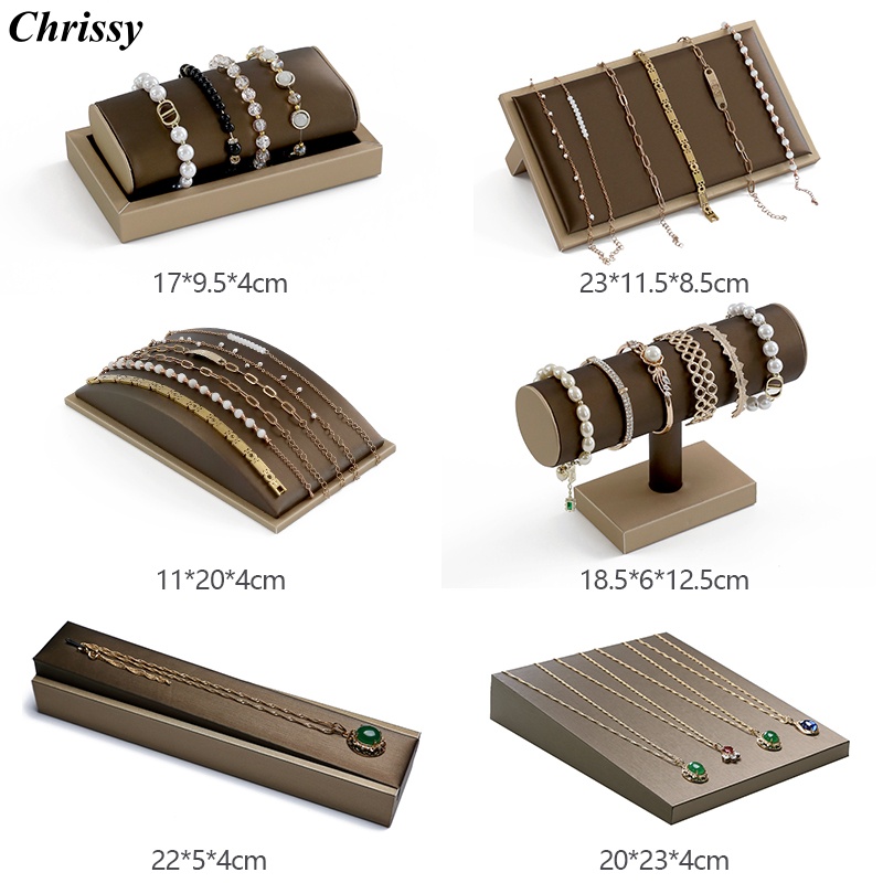 Jewelry And Watches Exhibition - brown pu leather Bracelet Display Rack
