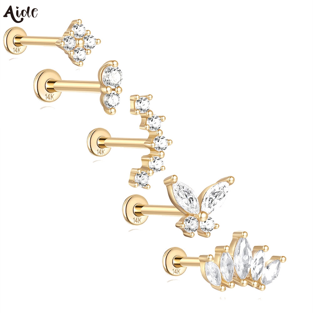 Pearl Stud Earrings - Aide DIY Zircon Pearl Earring 14k