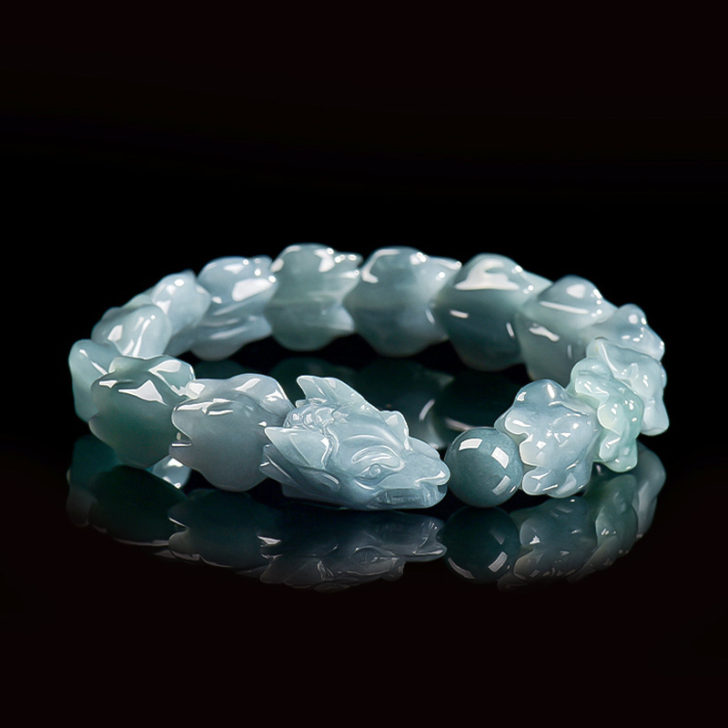Jewelry & Watches Company - Blue Burmese Jadeite Dragon Bracelet Carved