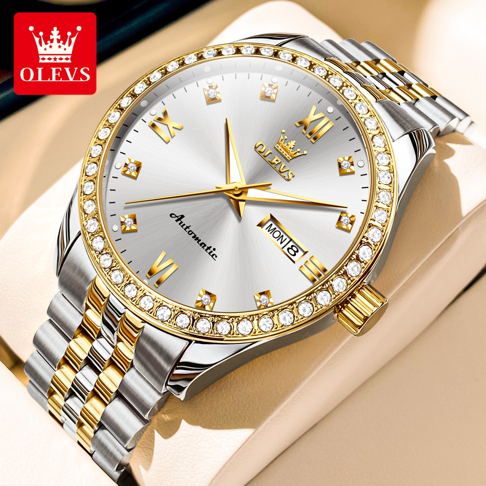Automatic Watch Winder - OLEVS7012 Diamond Automatic Watch Men Luxury
