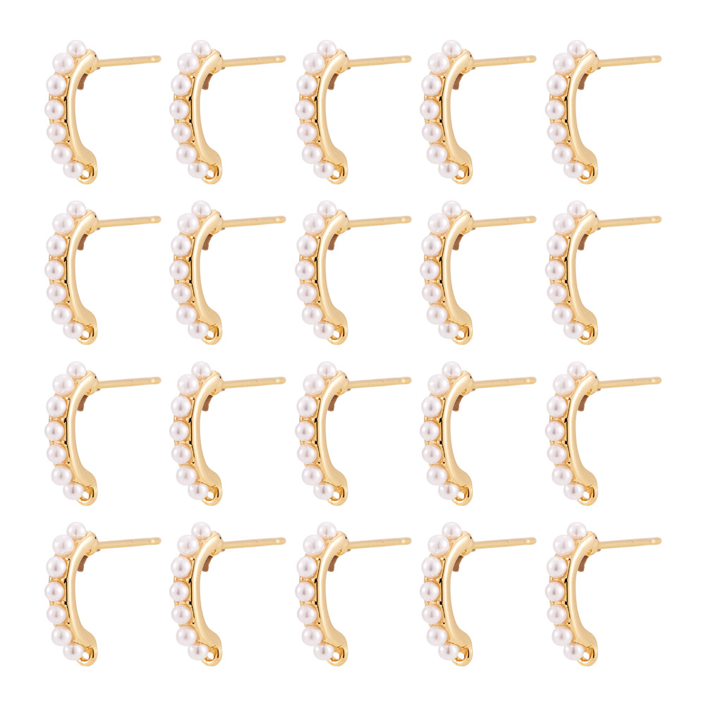 Pearl Stud Earrings - 30pcs Brass Stud Earring Findings With