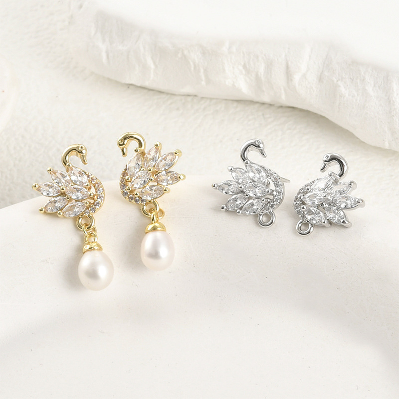 Pearl Stud Earrings - 14k Electroplated Real Gold Color Retention