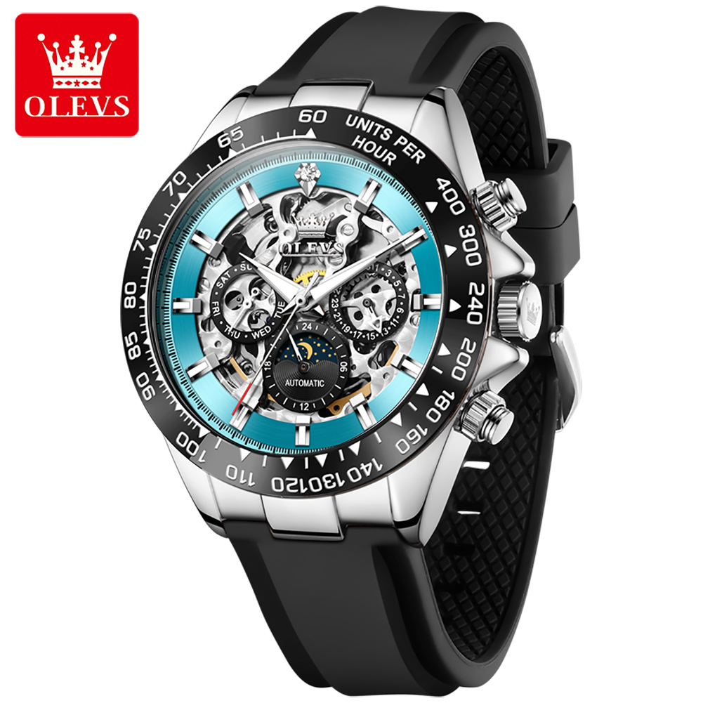 Automatic Watch Winder - OLEVS Skeleton Mechanical Mens Watches High