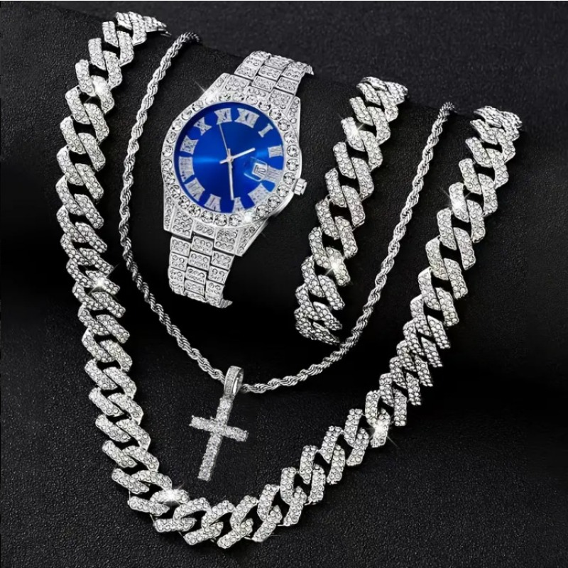 3/4PCS Hip Hop Iced Out Men's  - огляд і ціна Icebox Jewelry Watches