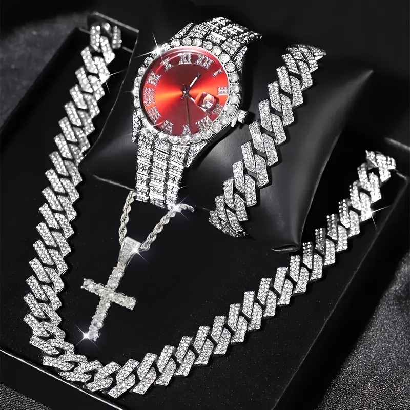 3/4PCS Hip Hop Iced Out Men's  - огляд і ціна Icebox Jewelry Watches
