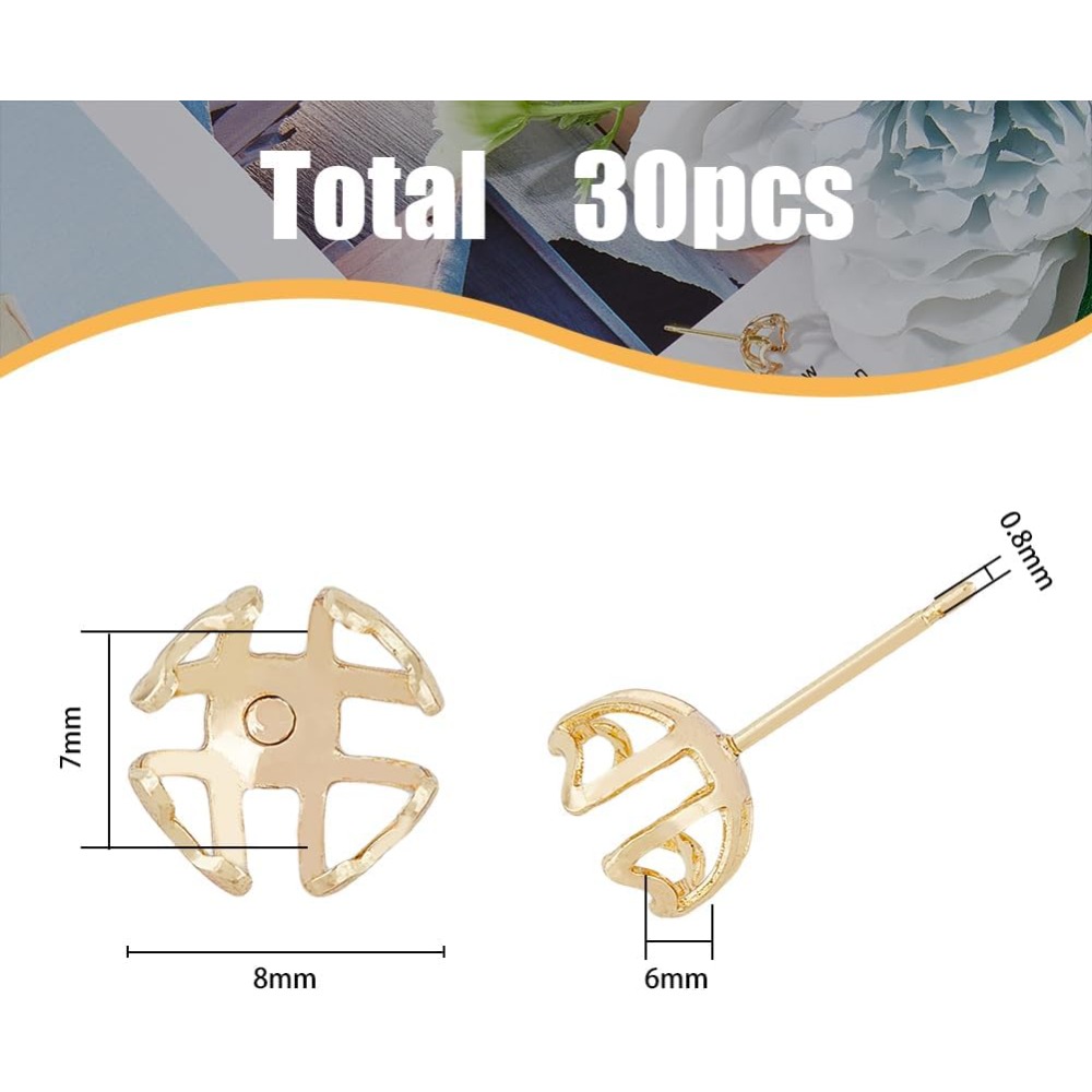 30Pcs Earring Mounting 4-Heart - огляд і ціна Pearl Stud Earrings