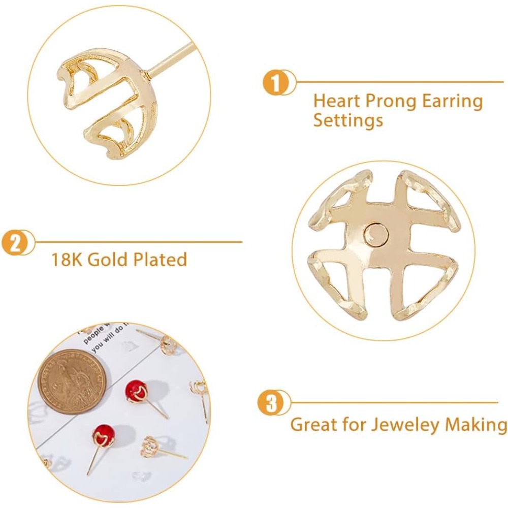 30Pcs Earring Mounting 4-Heart - огляд і ціна Pearl Stud Earrings