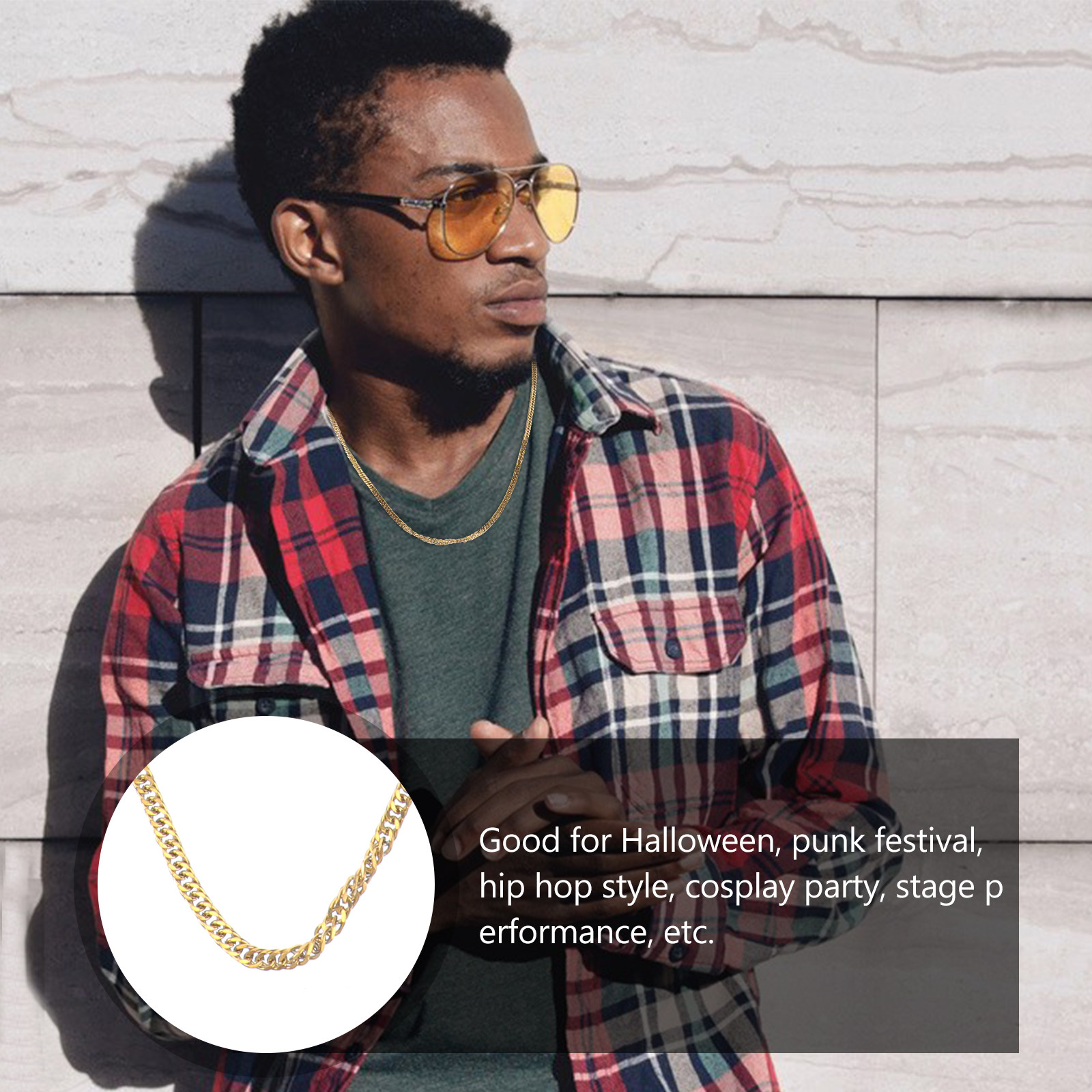 1Pcs Golden Titanium Steel Dou - огляд і ціна Hip Hop Chain Necklace