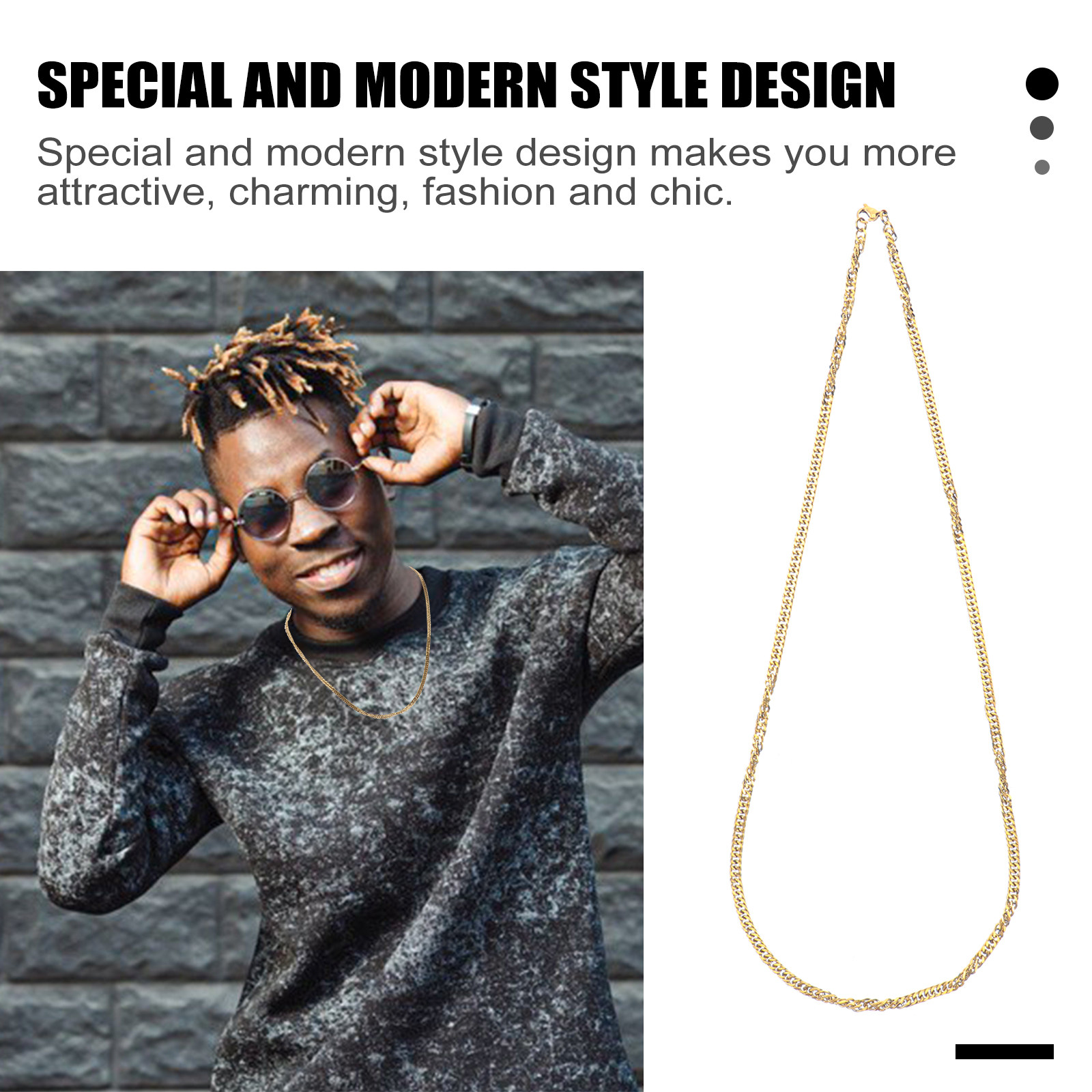 1Pcs Golden Titanium Steel Dou - огляд і ціна Hip Hop Chain Necklace