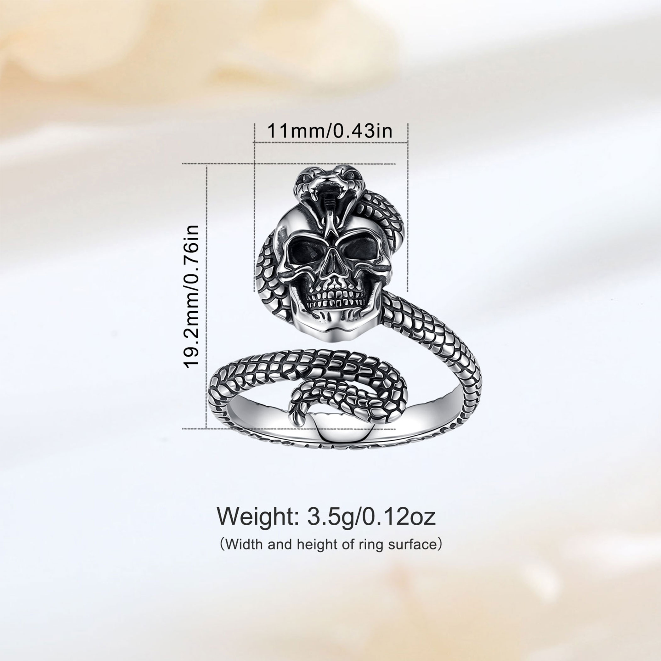 Eudora 925 Sterling Silver Sna - огляд і ціна Gothic Skull Ring