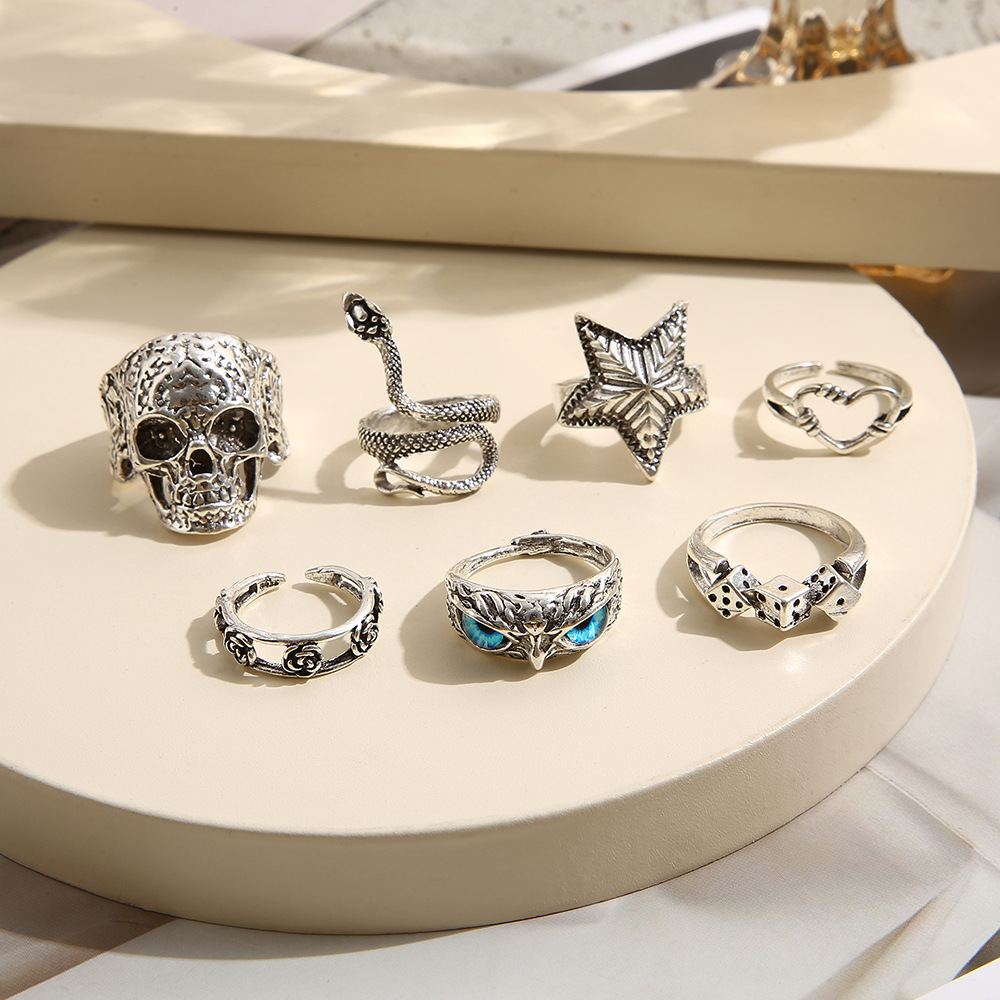 Hiphop Vintage Silver Color Sk - огляд і ціна Gothic Skull Ring