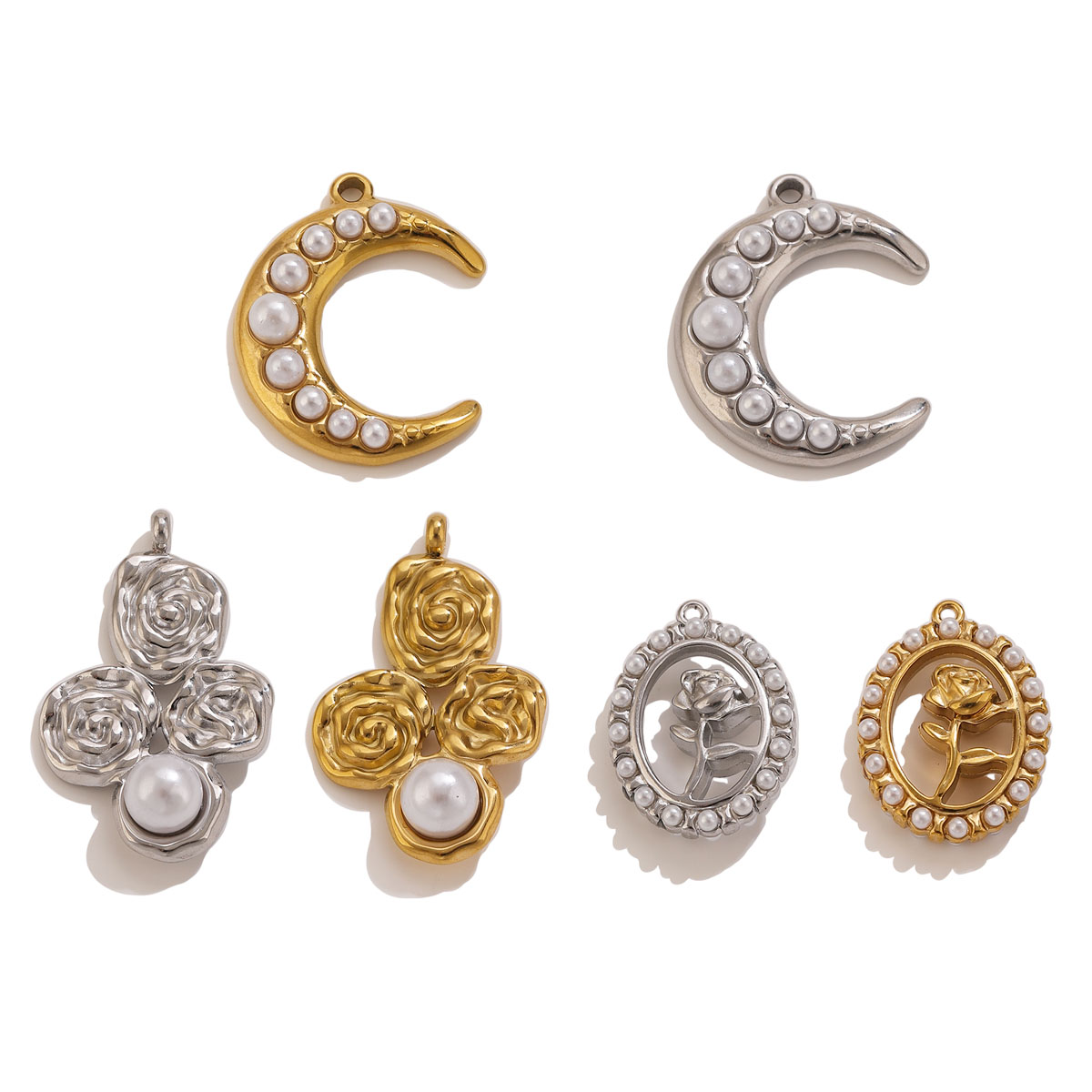 5Pcs Stainless Steel 18K Gold  - огляд і ціна Pearl Stud Earrings