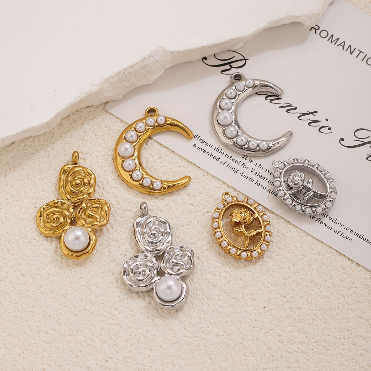 5Pcs Stainless Steel 18K Gold  - огляд і ціна Pearl Stud Earrings