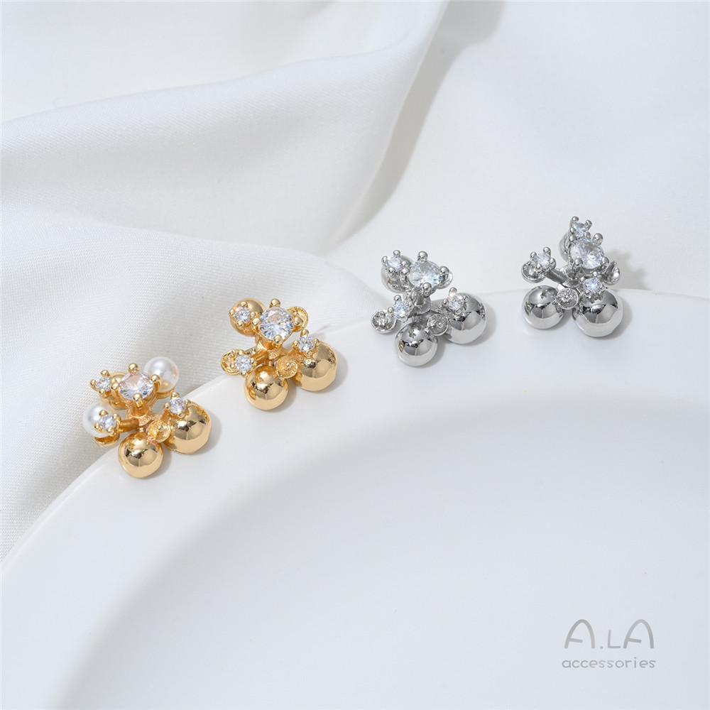 14K Gold-plated, Zirconium-inl - огляд і ціна Pearl Stud Earrings