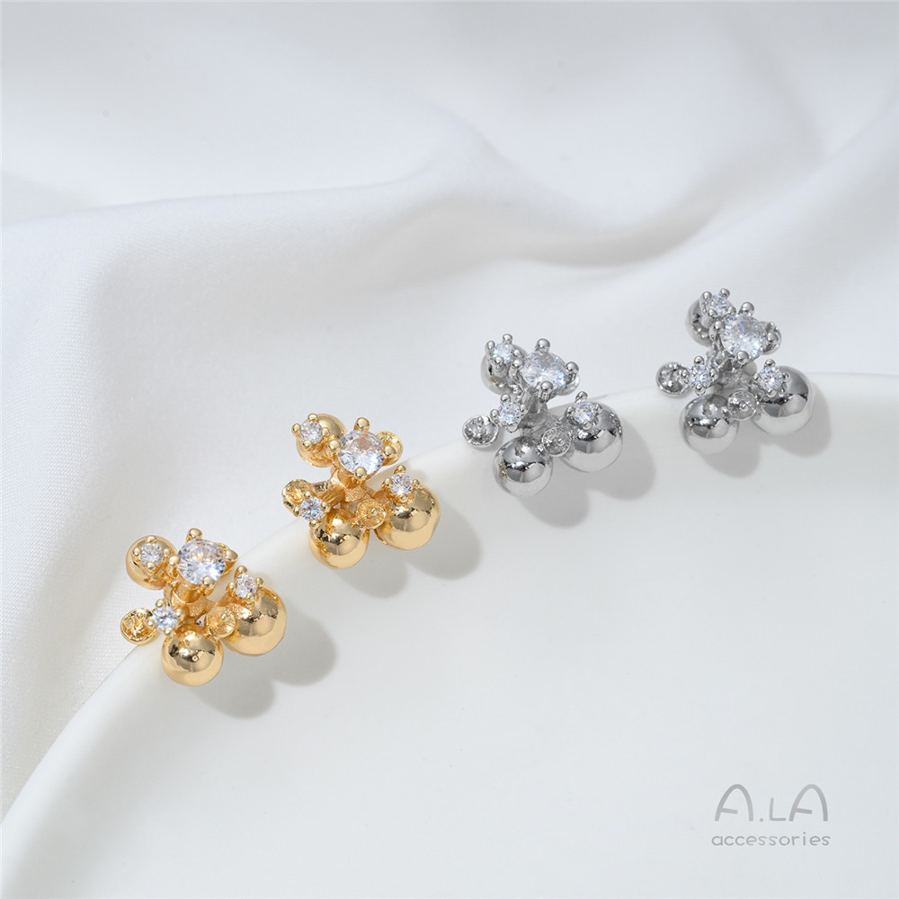 14K Gold-plated, Zirconium-inl - огляд і ціна Pearl Stud Earrings