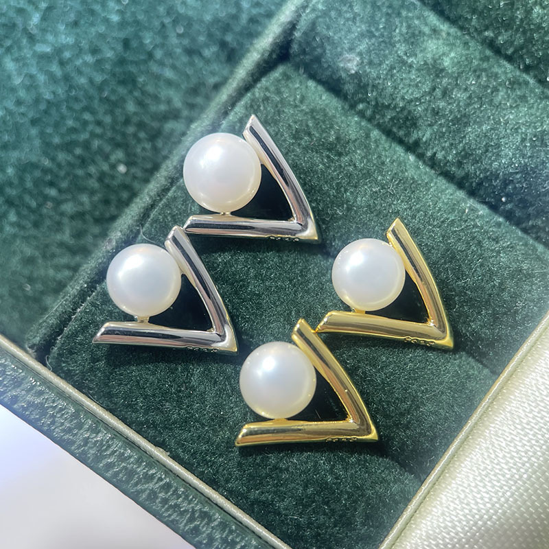 E009 Gold Plated Copper S925 S - огляд і ціна Pearl Stud Earrings