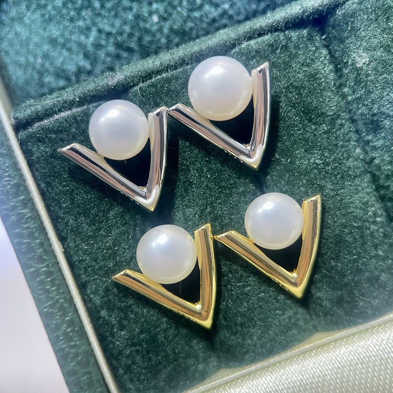 E009 Gold Plated Copper S925 S - огляд і ціна Pearl Stud Earrings