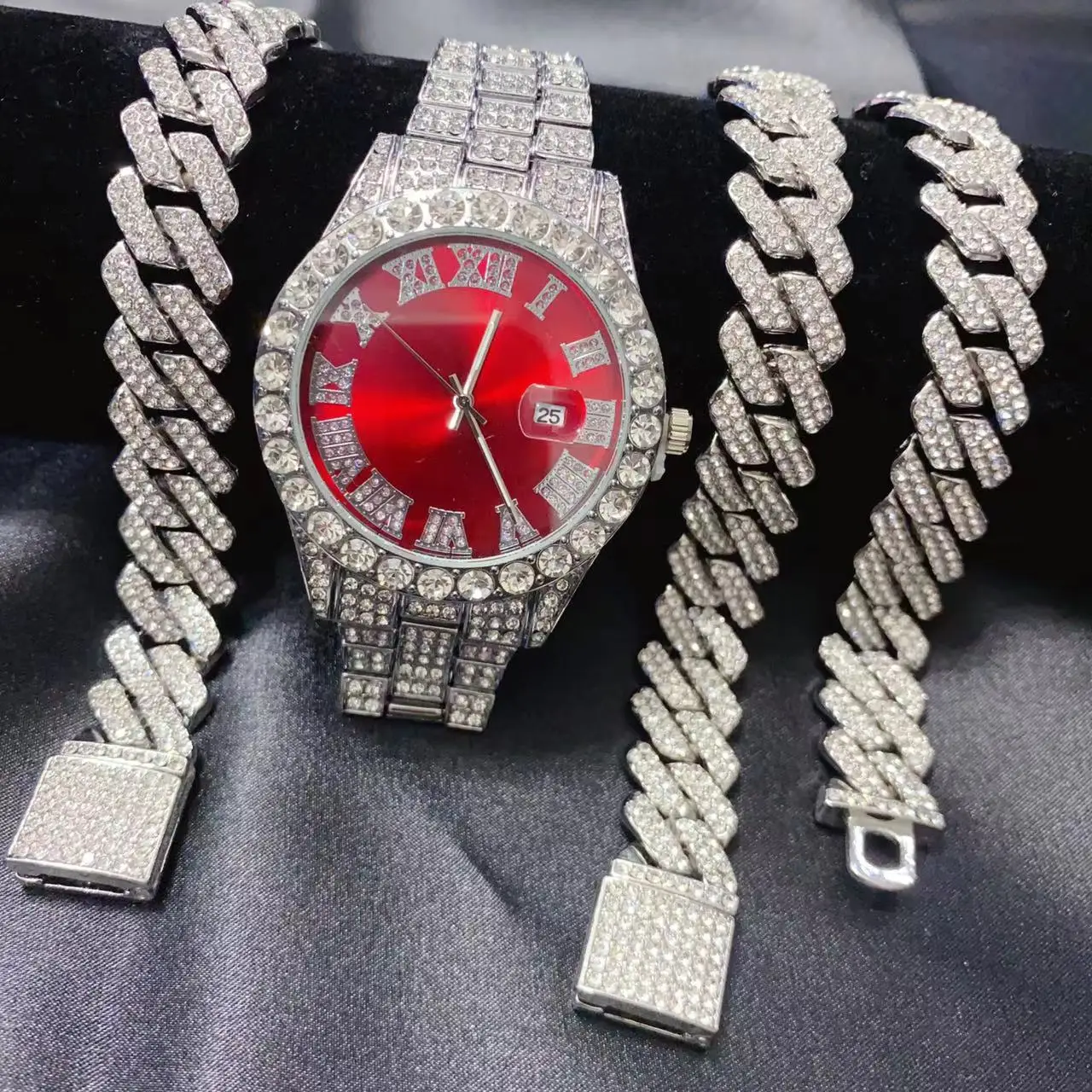 3PCS Hip Hop Calendar Luxury W - огляд і ціна Icebox Jewelry Watches